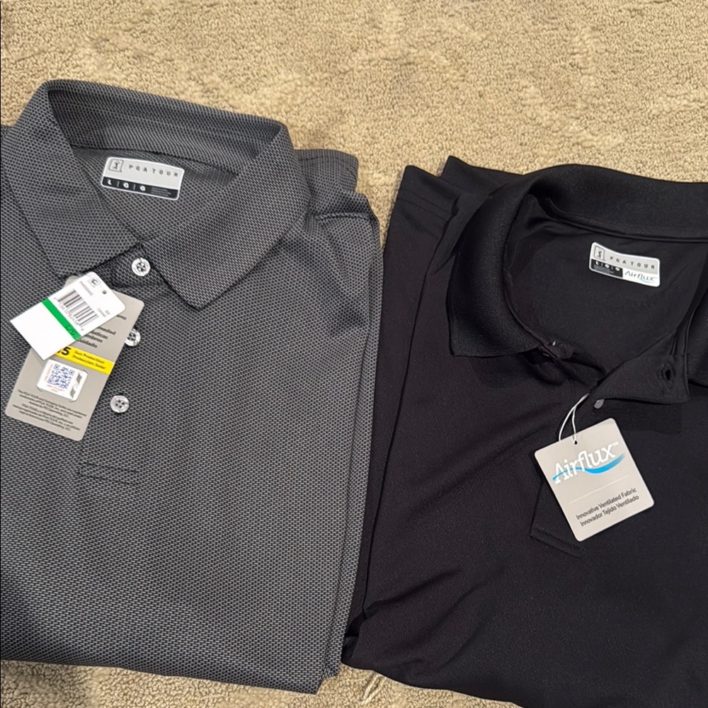 2 Mens Golf Shirts PGA Tour
